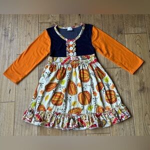 Boutique Fall Pumpkin Long Sleeve Dress size XXL 6-7